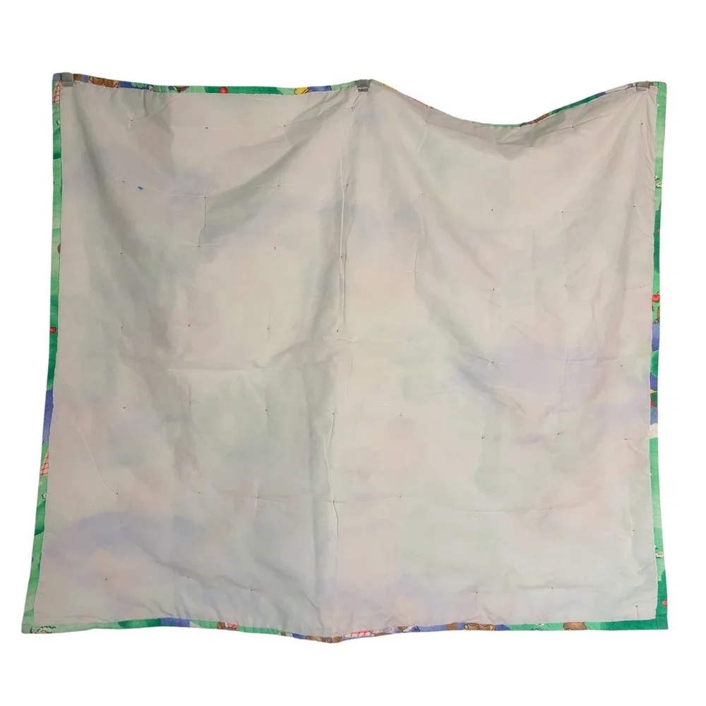 Vtg Handmade Baby Quilt Blanket Teddy Bears Gender Neutral Nursury‎ Colorful